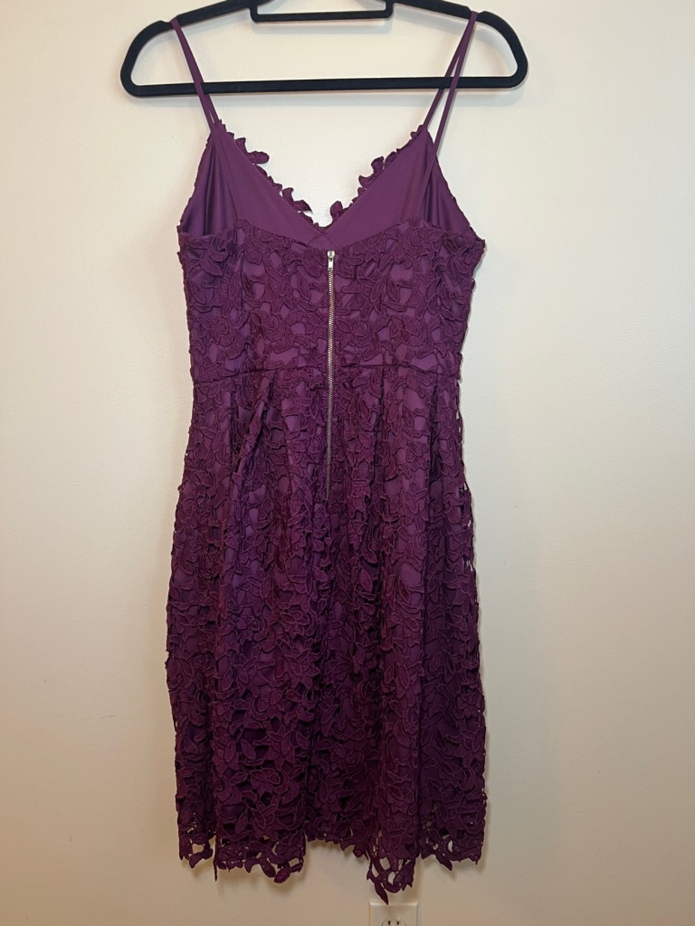 Love…ady Purple Floral Lace Fit & Flare Dress Medium Spaghetti Strap - Picture 3 of 10